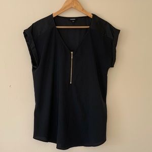 Express Satin Zip Front Shell Blouse